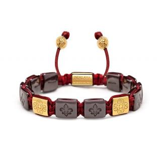 PÁNSKÝ NÁRAMEK NIALAYA DORJE DARK RED & GOLD CERAMIC Velikost: L (18-19cm)