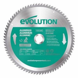 Pilový kotouč EVOLUTION ALUMINIUM na hliník ø230 mm, díra 25,4 mm, 80 zubů