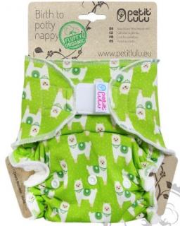 Petit Lulu kalhotková plena Fluffy Organic -  Lamy na pastvě, suchý zip