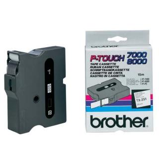 Brother TX-251, 24mm, černý tisk/bílý podklad - originální páska laminovaná