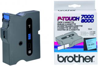 Brother TX-551, 24mm, černý tisk/modrý podklad - originální páska laminovaná