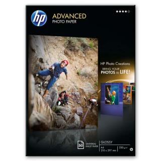 HP Advanced Glossy Photo Paper, foto papír, lesklý, zdokonalený, bílý, A4, 250 g/m2, 50 ks, Q8698A, inkoustový