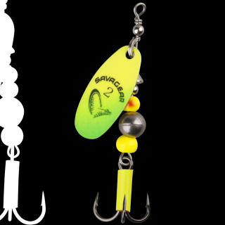 Caviar Spinner vel. 2 - 6g, Sinking Fluo Yellow/Chartreuse