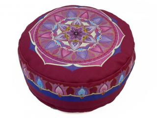 Meditační polštář s mandalou AMETYST (autorský design) Velikost: ∅30 x v18 cm