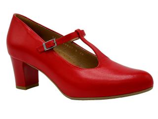 Dámské červené lodičky s páskem přes nárt  Acord A5997 (Dámské společenské boty, červené lodičky)