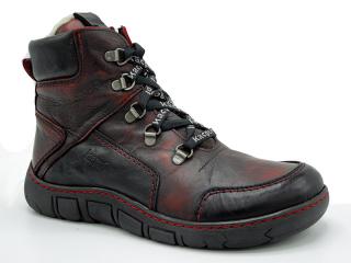 Dámské zimní boty Kacper K40250 black/red (Dámské kotníkové boty z nejlepší přírodní kůže a s neuvěřitelně dlouhou životností)