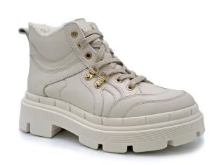 Dámské zimní boty KN632S2 krémová (Kotníková zimní obuv s kožešinkou)