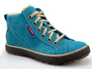 Dámské zimní boty Nagaba N253 tyrkys (Pohodlná zimní kotníková obuv z pravé přírodní kůže, s kožešinkou v celé botě.)