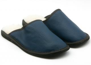 Pánské pantofle z ovčích kožešin, modrá (vhodné pro sinější a široké nohy)