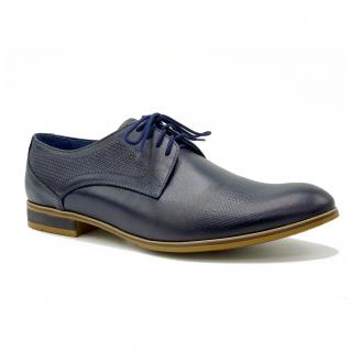 Pánské společenské boty SM155 modrá (pánská společenská obuv z pravé lícové kůže)