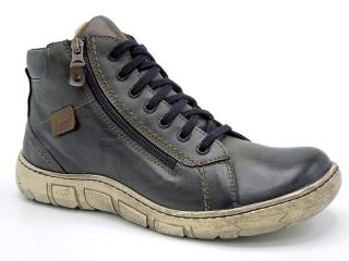 Pánské zimní boty Kacper K31288 šedá (Pánské kotníkové boty z pravé kůže)