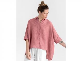 Lehká lněná košile HANA v Cranberry barvě Velikost: XS/M