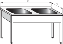 Nerezový stůl dvoudřez hloubka 600 (450x450x300) Šířka mycího stolu: 1200, výška: 900