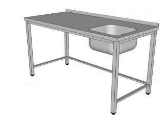 Nerezový stůl jednodřez hloubka 600 (400x400x250) Šířka mycího stolu: 1200, výška: 900