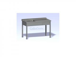 Nerezový stůl jednodřez se zásuvkou hloubka 600 (400x400x250) Šířka mycího stolu: 1300, výška: 900