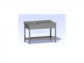 Nerezový stůl jednodřez, zásuvka a police hloubka 600 (400x400x250) Šířka mycího stolu: 1000, výška: 900