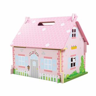 Bigjigs Toys Přenosný dřevěný domeček pro panenky - poškozený obal