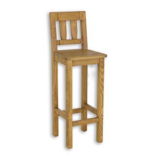 KT708 dřevěná rustikální barová židle z přírodní borovice Drewmax  (Povrch přírodní vosk!)