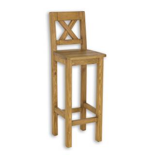 KT709 dřevěná rustikální barová židle z přírodní borovice Drewmax  (Povrch přírodní vosk!)
