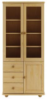 KW116 dřevěná vitrína z masivní borovice Drewmax  (Kvalitní nábytek z borovicového masivu)