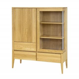 KW337 dřevěná vitrína knihovna z dubu Drewmax (Kvalitní nábytek z dubového masivu)