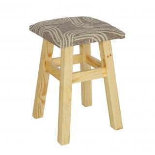 NR114 dřevěná čalouněná stolička-taburet masiv borovice Drewmax (Kvalitní nábytek z borovicového masivu)