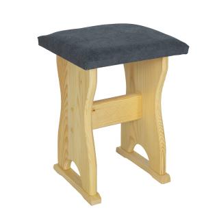NR115 dřevěná čalouněná stolička-taburet masiv borovice Drewmax (Kvalitní nábytek z borovicového masivu)