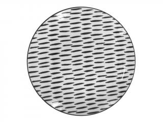 BLACKLINE Dezertní talíř 19 cm bílý/černé čárky