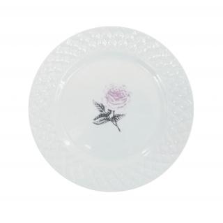 CROSS ROSE Dezertní talíř 19 cm bílý s růží