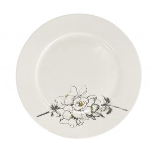 FINE TWIG Mělký talíř 27 cm bílý s magnolíí