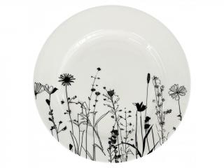 GARDEN Dezertní talíř 19 cm bílý s černými kvítky