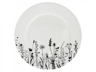 GARDEN Jídelní mělký talíř 27 cm bílý s černými kvítky