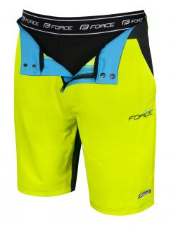 Kraťasy Force BLADE MTB s odnímatelnou vložkou - černá-fluo vel. XL