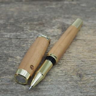 Dřevěné kuličkové pero Portland L - Americký ořech - zlaté
