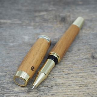 Dřevěné kuličkové pero Portland L - Teak - zlaté