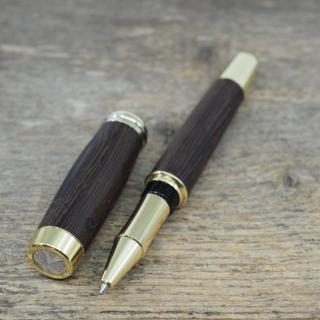 Dřevěné kuličkové pero Portland L - Wenge - zlaté