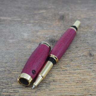 Dřevěné kuličkové pero Portland S - Amaranth - zlaté