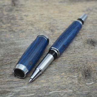 Dřevěné kuličkové pero Portland S - Modrá dýha