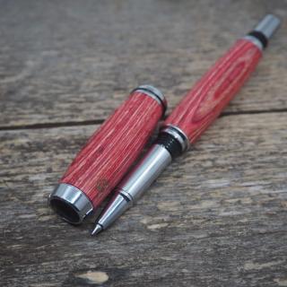 Dřevěné kuličkové pero Portland S - Růžová dýha