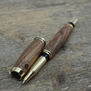Dřevěné kuličkové pero Portland S - Turecký ořech - zlaté 1