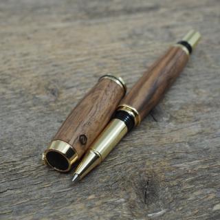 Dřevěné kuličkové pero Portland S - Turecký ořech - zlaté 2