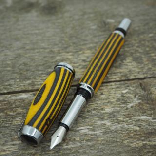 Dřevěné plnicí pero Portland S - žluto-černá dýha 3
