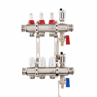 Rozdělovač pro podlahové topení 5 okruhů (5 okruhů nerezový)