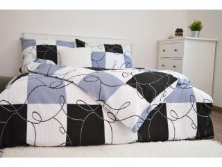 Krepové povlečení 140x220 Šachy šedé 1+1 II.jakost Velikost polštáře: 70x90, Zapínání: knoflík