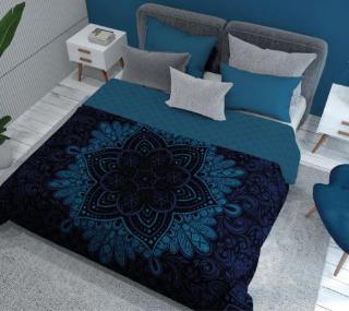 Přehoz na postel - Mandala tmavě modrá 220x240