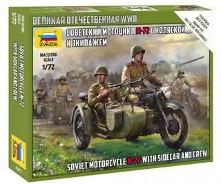 Soviet M-72 Sidecar Motorcycle w-Crew (Zvezda 1:72) > 1:72