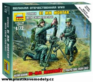 Wargames (WWII) figurky 6111 - German 81mm Mortar with Crew (Zvezda 1:72) > 1:72