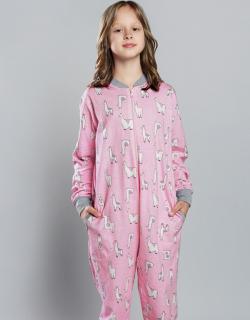 Dívčí overal na spaní Lama růžová - Italian Fashion