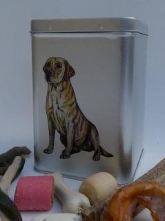 Labrador - plechová dóza s pamlsky pro psy (30 kusů pamlsků)