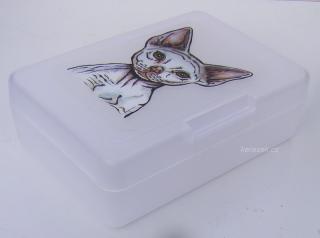 Plastový box - kočka devon rex (objem 0,9 l / 1,2 l)